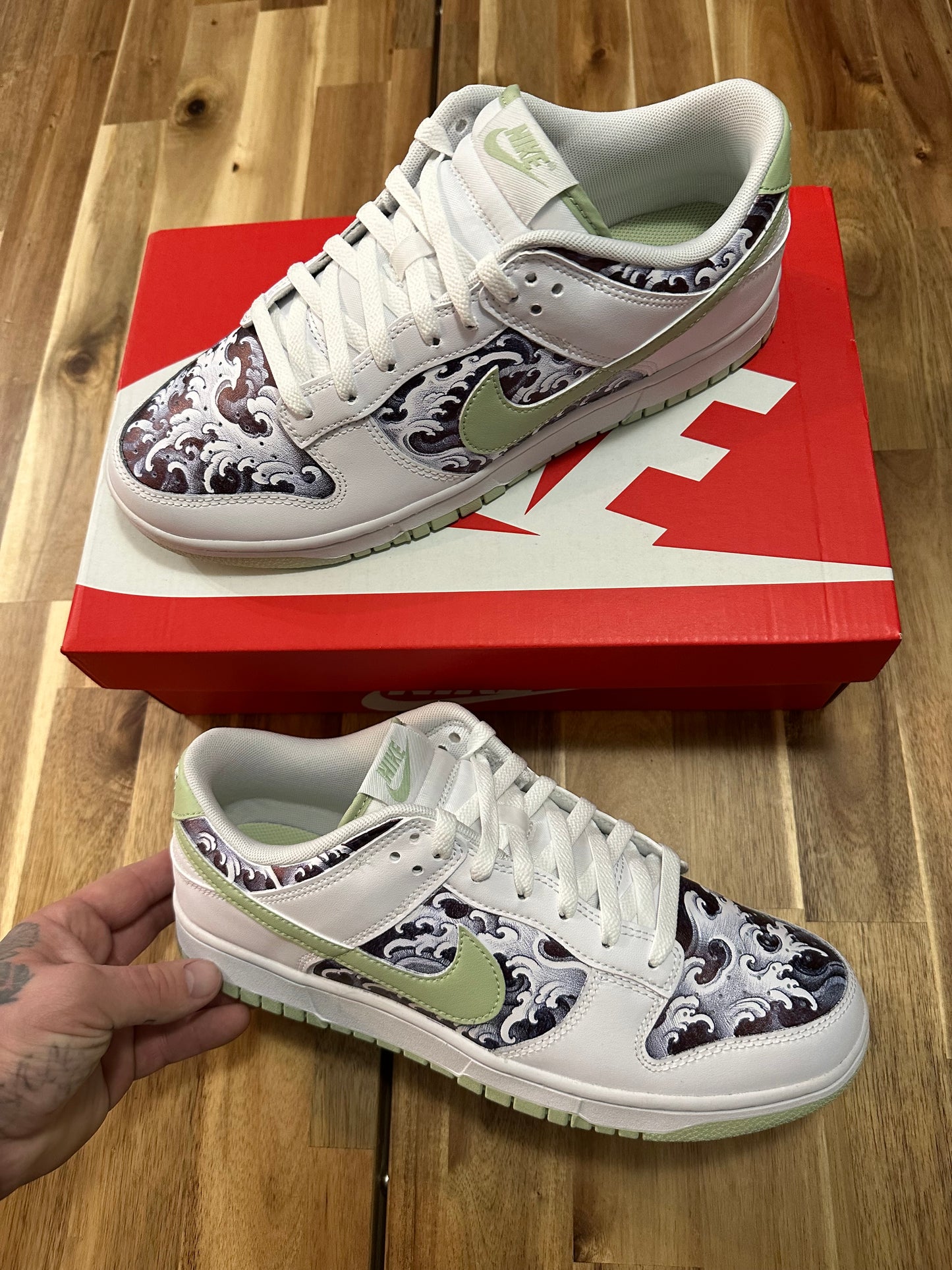 Finger Wave Honey Dew Low Top Dunks (Mens Size 10.5)
