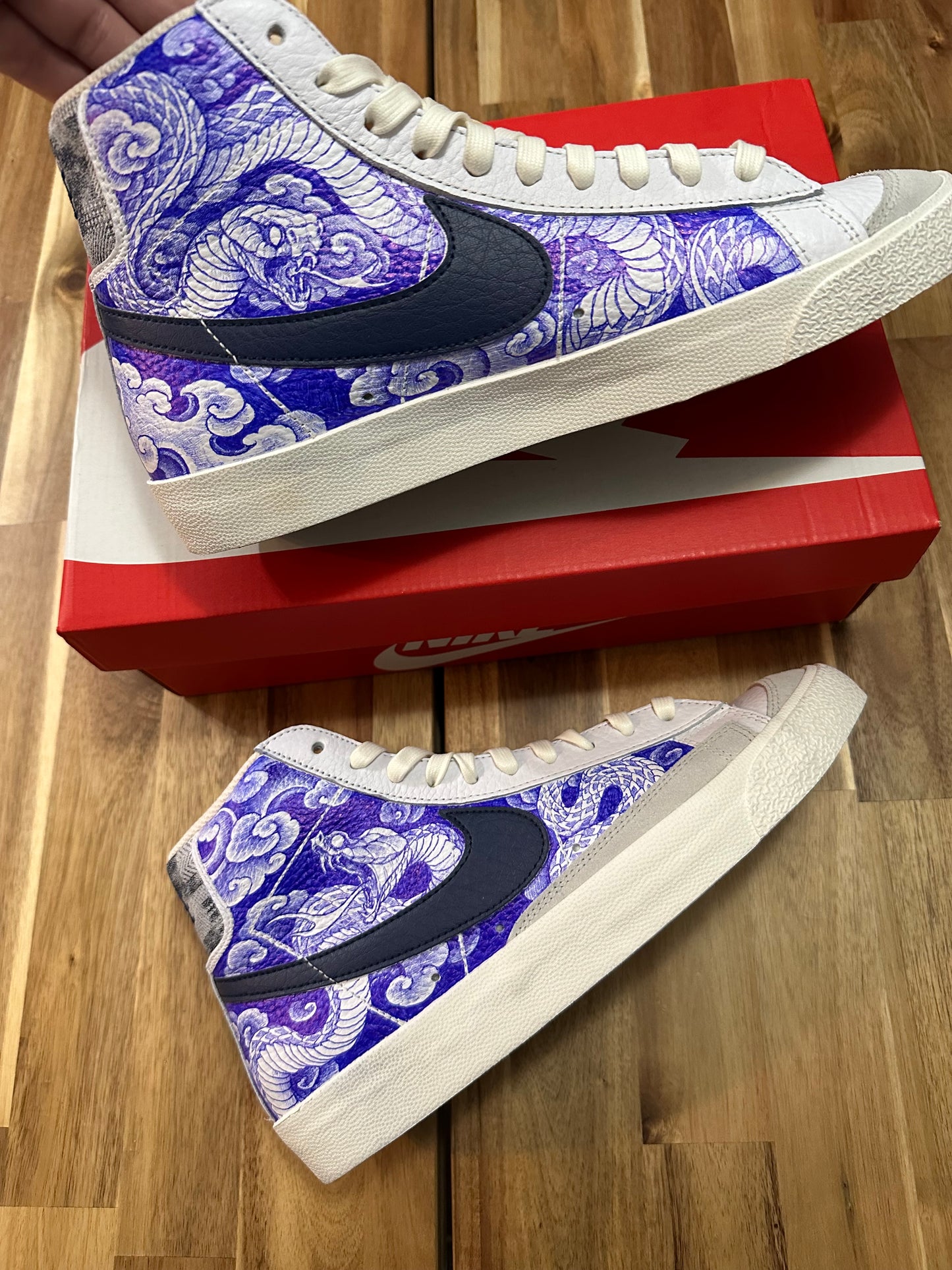 Blue Snake Nike Blazers (Mens Size 10)